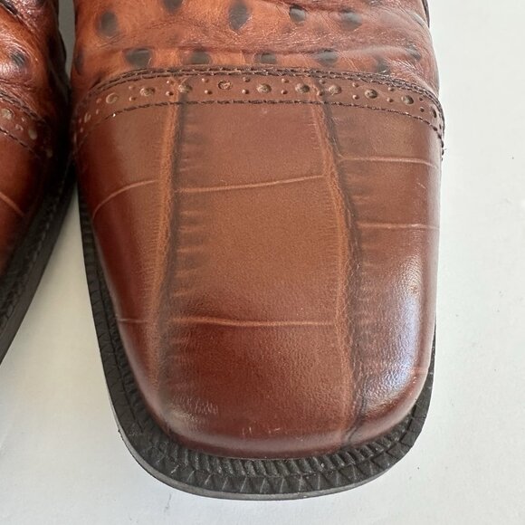 Stacy Adams Genuine Leather Ostrich/Alligator Oxfords Men's Size‎ Size 10M Brown - Picture 4 of 16